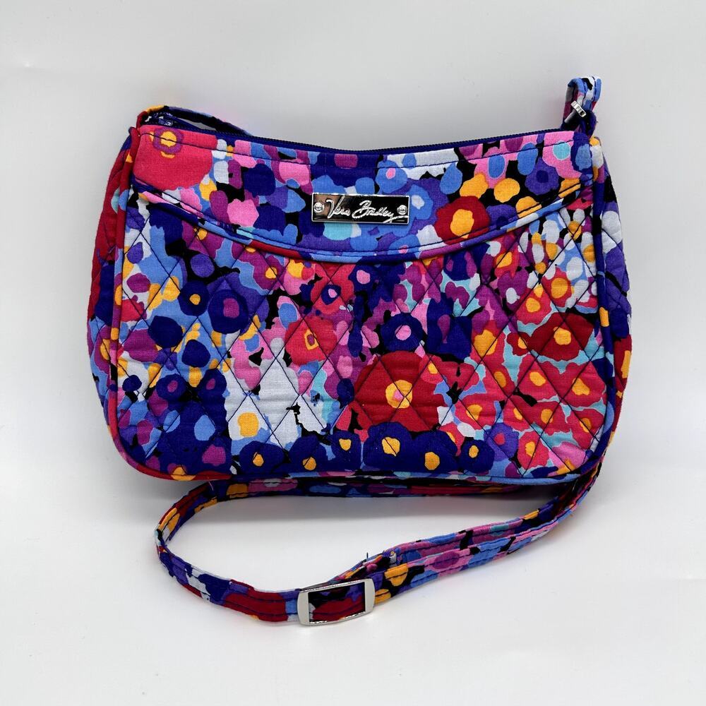 Vera Bradley Small Crossbody Purse Floral Zip Bag Red Blue Purple Boho Bloom